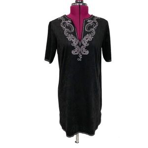 Zara Dress Black Ultra Suede Silver Studs S